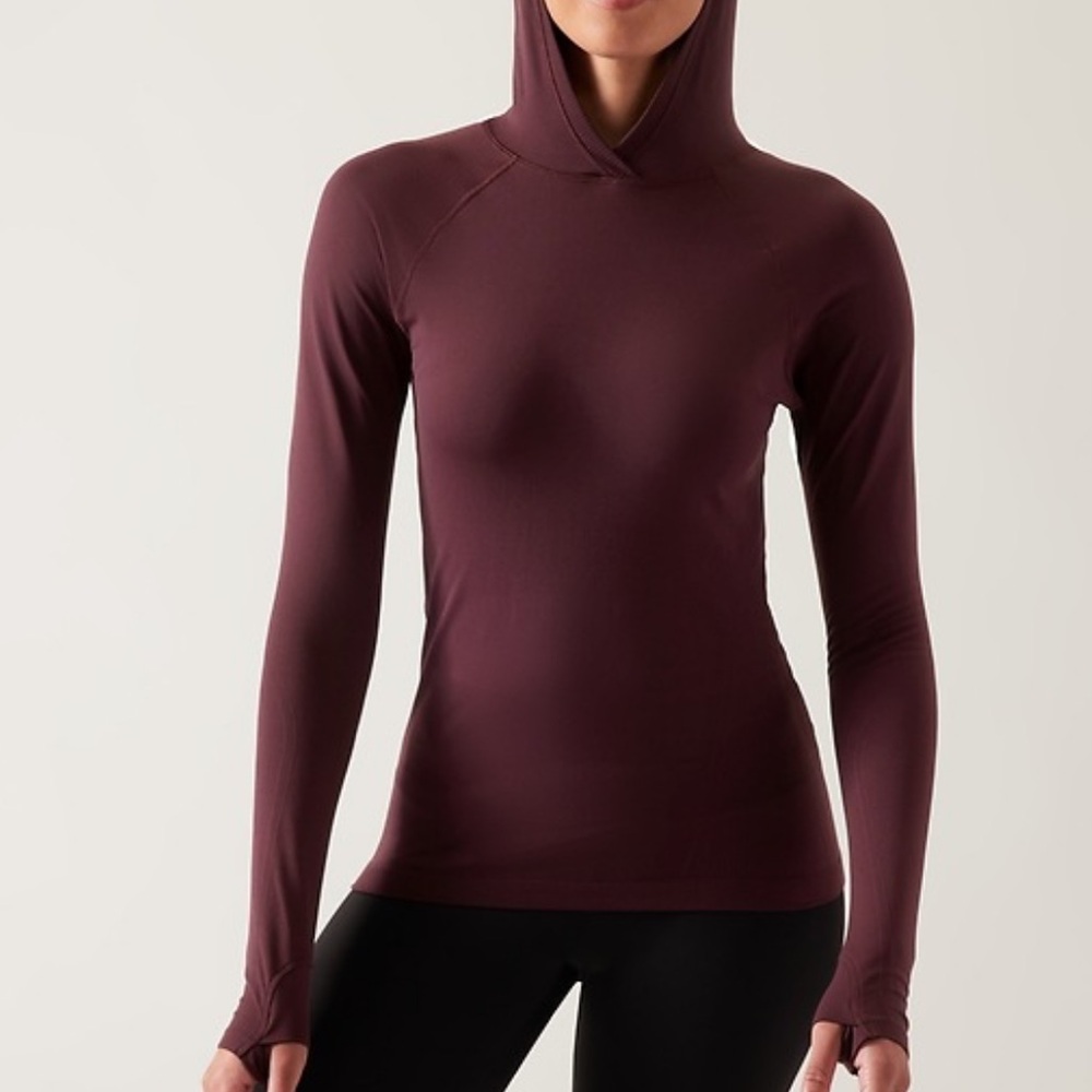 Athleta Women's Long Sleeve Hooded Top in Burgundy Plum
